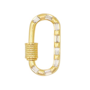 Zirconia clasp oval Gold-Crystal