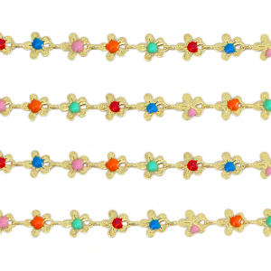 Brass TQ metal belcher chain flowers Gold-Multicolour