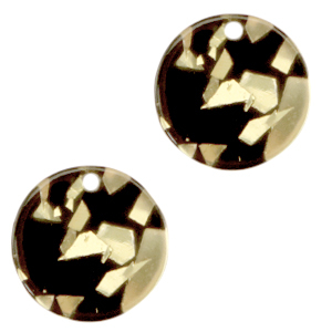 Resin pendants round 12mm Champagne-Black