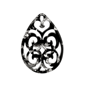 Resin pendants baroque drop Silver-Black