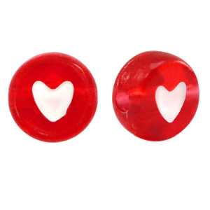 Acrylic letter beads heart Red