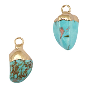 Natural stone charms Calcite Turquoise-Gold