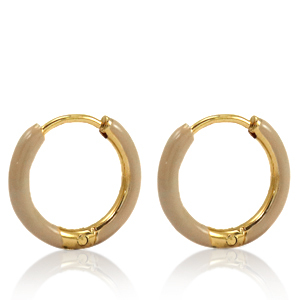 Stainless steel earrings creole enamel 14mm Nude Brown-Gold