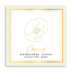 Jewellery cards Birth flower August-Poppy Light Green
