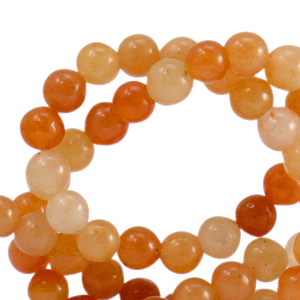 Natural stone beads Quartz 6mm Multicolour Sandstone Orange-Off White