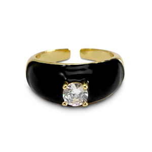 Must-have rings enamel & zirconia Gold-Black