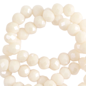 Top faceted beads 8x6mm disc Pristine Beige-Pearl Shine Coating