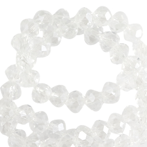 Top faceted beads 8x6mm disc Crystal-Pearl Shine Coating