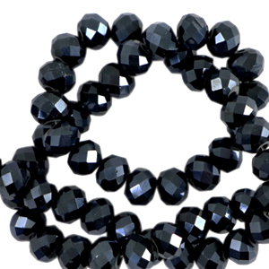 Top faceted beads 6x4mm disc Black-Pearl Shine Coating