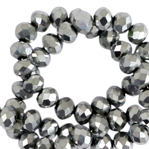 Top faceted beads 6x4mm disc Silver-Pearl Shine Coating