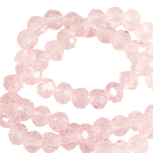 Top faceted beads 6x4mm disc Primrose Pink-Pearl Shine Coating