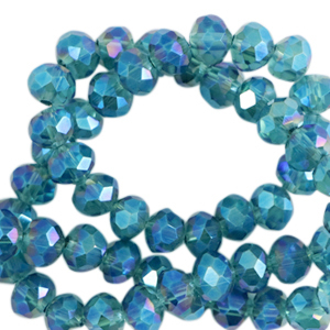 Top faceted beads 4x3mm disc Pacific Blue-AB Coating