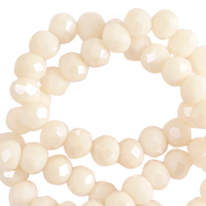 Top faceted beads 3x2mm disc Pristine Beige-Pearl Shine Coating
