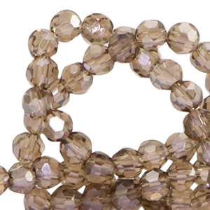 Round top faceted beads 4mm Light Topaz-Top Shine Coating