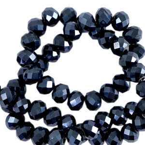 Top faceted beads 6x4mm disc Interstellar Blue-Pearl Shine Coating