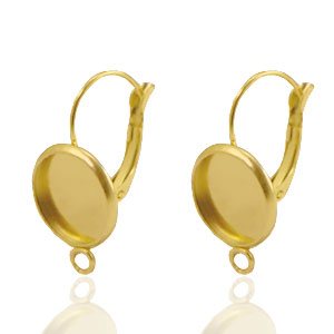Stainless steel findings earrings for 12mm cabochon Gold