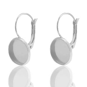 Stainless steel findings earrings for 12mm cabochon Silver