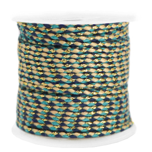 Trendy cord braided 2mm Gold-Dark Blue