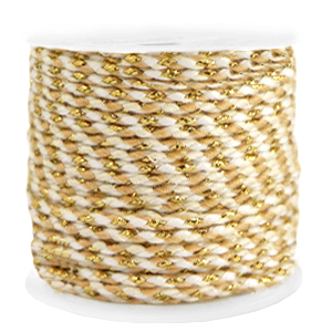 Trendy cord braided 2mm Gold-White