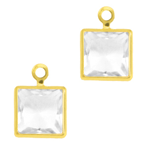 Crystal glass charms square Crystal-Gold