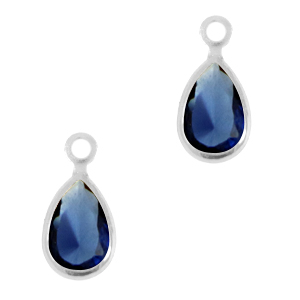 Crystal glass charms drop Royal Blue-Silver