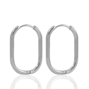 Stainless steel earrings creole oval Silver