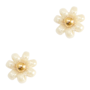 Miyuki flower beads 8mm Cream Beige-Gold