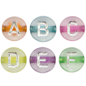 Acrylic letter beads Multicolour Transparent