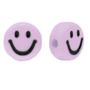 Acrylic letter beads smiley Lilac Purple