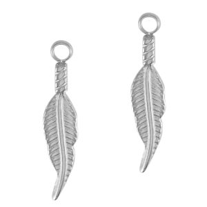 Stainless steel charms feather Silver