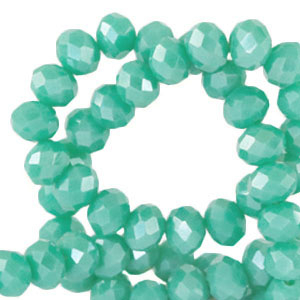 Top faceted beads 4x3mm disc Erin Green-Pearl Shine Coating