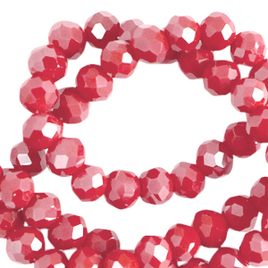 Top faceted beads 4x3mm disc Bonfire Red-Pearl Shine Coating