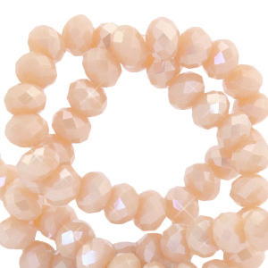 Top faceted beads 4x3mm disc Soft Shell Pink-Pearl Shine Coating