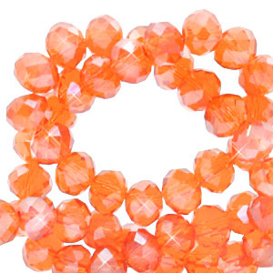 Top faceted beads 3x2mm disc Warm Comfort Orange-Pearl Shine Coating