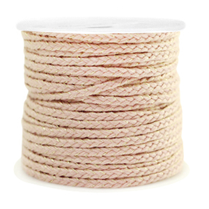 Macram&eacute; bead cord braided 2mm Gold-Light Pink