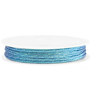 Macram&eacute; bead cord braided 1mm Azure Blue Metallic