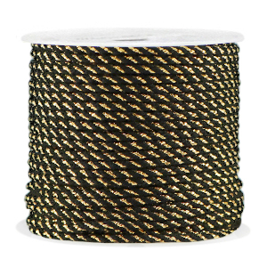 Macram&eacute; bead cord twisted 2mm Gold-Black