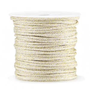 Macram&eacute; bead cord braided 2mm Gold-Ivory