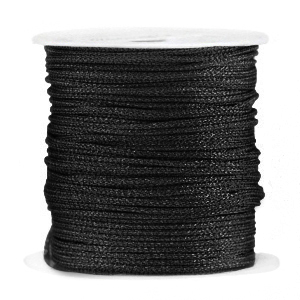 Macram&eacute; bead cord braided 1mm Black