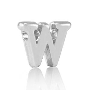 DQ European metal letter beads W Antique Silver (nickel free)