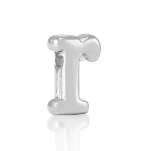 DQ European metal letter beads R Antique Silver (nickel free)