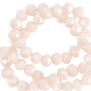 Top faceted beads 4x3mm disc Buttercream Beige-Pearl Shine Coating