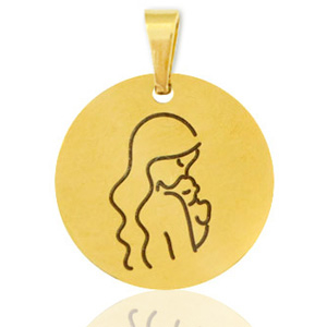 Stainless steel charms mother Gold