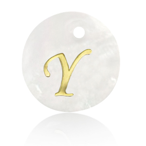 Shell pendants specials letter Y Gold-White (natural colour)