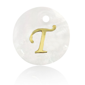 Shell pendants specials letter T Gold-White (natural colour)