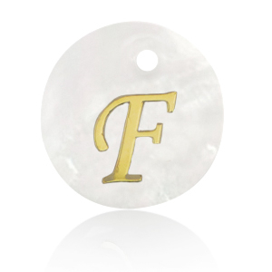 Shell pendants specials letter F Gold-White (natural colour)