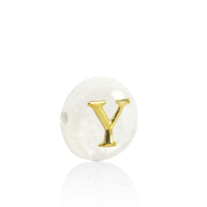 Shell beads letter Y Gold-White (natural colour)