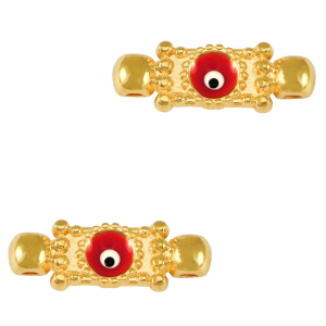 DQ European metal charms connector evil eye Gold-Red (nickel free)