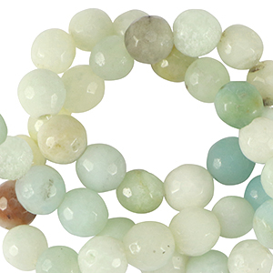 Natural stone beads Chalcedony (Quartz) 6mm faceted polished Multicolour Turquoise Blue