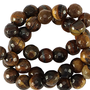 Natural stone beads Tigereye 4mm faceted polished Golden Brown